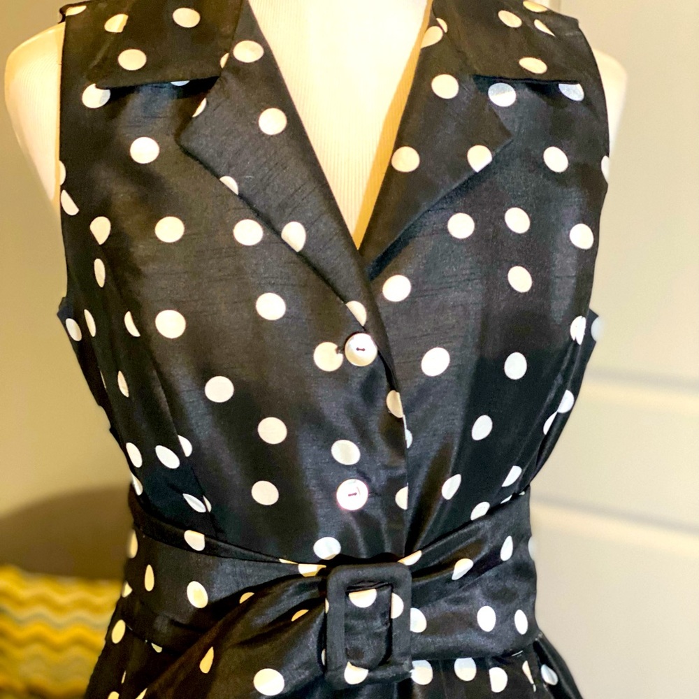 Jessica Howard black & white polka dot dress. P12